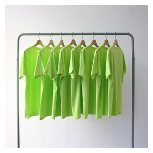 230克纯棉厚实荧光绿果，绿色圆领短袖，t恤男女宽松情侣bf风潮