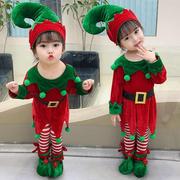 圣诞节儿童服装女童，穿搭绿色精灵公主连衣裙，cos装扮主题表演衣服
