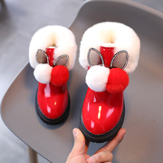 儿童雪地靴1-2-3岁女童，可爱毛毛棉鞋男宝宝，加绒保暖防滑短靴冬鞋4