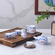 8头青花斗彩功夫茶具-水点桃花(官窑，出品)