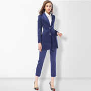 S欧美职业西服套装女裤商务正装蓝色两件套装工装两件套OL