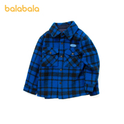 巴拉巴拉男童童装大衣秋冬款中大童上衣儿童保暖外套格子时尚潮流