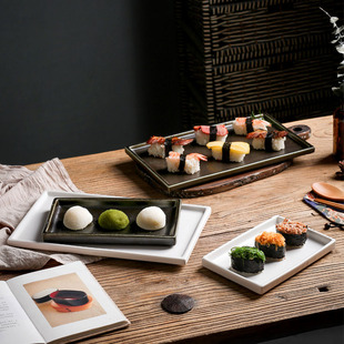 DXC 陶瓷盘子创意日式长方形寿司盘子菜盘简约西餐餐具蛋糕甜品盘