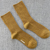 外贸袜子 意大利纯色双针坑条中筒女袜小众极简风ins潮小腿袜子女