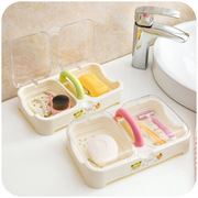 家用大号创意双层沥水皂盒欧式塑料卫生间带盖皂托双格肥皂香皂盒