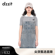 dzzit地素奥莱春经典款高级感休闲背带牛仔浅蓝色连衣裙