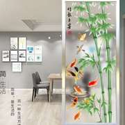 屏风隔断客厅玄关背景过道竹子花装饰玻璃5D钢化彩绘工艺