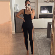 Slim fitting high waisted sports jumpsuit修身高腰运动连体裤