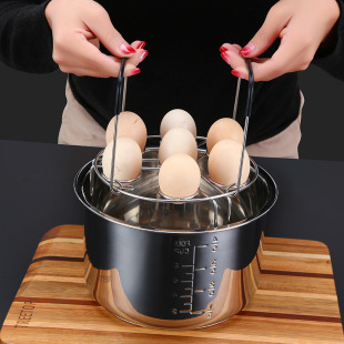家用提手蒸蛋器不锈钢蒸蛋笼厨房多功能蒸蛋羹固定脚架蒸格碗量杯