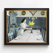 丹麦高档欧式小众油画艺术装饰画 客厅餐厅人物复古挂画壁画