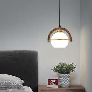 床头灯吧台吊灯新中式实木卧室，小吊灯创意个性，餐厅灯电视背景墙灯