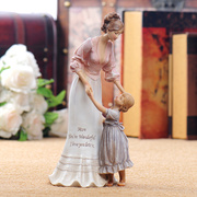 欧式树脂家居装饰品创意摆设温馨客厅摆件母子牵手母亲节礼物