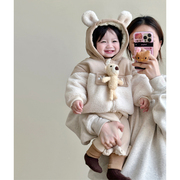 23冬装韩版婴幼儿小熊，夹棉加厚小熊，连帽棉衣男女宝宝加绒保暖外套