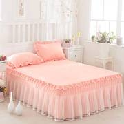 韩版公主床上用品磨毛蕾丝花边被套，床裙粉红磨毛女童，风床单床罩纯
