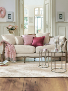 法式轻奢客厅做旧白蜡木，美式乡村实木沙发，组合双人三人复古贵妃椅