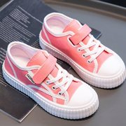 儿童帆布鞋2023秋季女童鞋子小童幼儿园布鞋低帮小白板鞋防滑