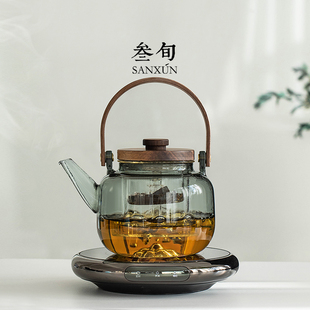 叁旬煮茶壶围炉煮茶器玻璃耐高温烧水泡茶壶家用小型电陶炉煮茶炉