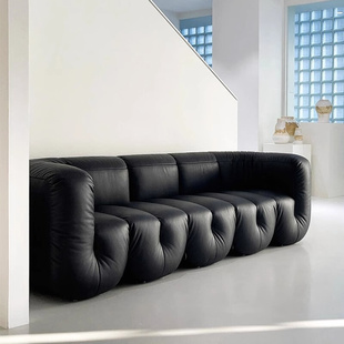 白木屋(白木屋)北欧黑色，皮小户型拳头沙发，设计师创意异形休闲客厅三人沙发