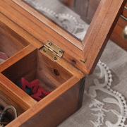 实木9格古玩核桃手串展示架，防尘桌面收纳盒，木质复古木盒首饰盒