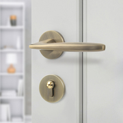 青古铜门锁室内卧室房间美式磁吸静音门锁现代简约家用木门分体锁