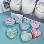玫瑰爱心硅胶模具情人节，香薰蜡烛心形布丁，巧克力模diy手工皂磨具