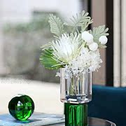 简约现代水晶花器桌面玻璃花瓶家居客厅插花装饰品玄关摆件轻奢