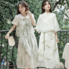 新中式民国风改良汉服元素两件套装闺蜜夏盘扣女学生小个子连衣裙