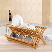 楠竹厨房沥碗架放碗盘架，沥水架橱柜，碗架双层滴水碗架晾碗架置物