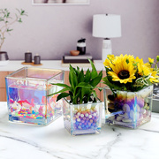 水培花盆玻璃瓶创意方缸玻璃花瓶，透明绿萝铜钱草水养植物器皿容器