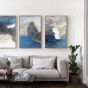 壁画客厅挂画沙发背景墙装饰画新中式油画现代简约三联抽象艺术画
