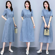 2023夏季女装25至30到35岁韩版短袖修身显瘦中长款少妇连衣裙