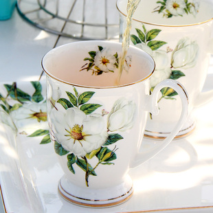 杯子陶瓷创意欧式马克杯带盖大容量骨瓷水杯早餐杯牛奶咖啡杯轻奢