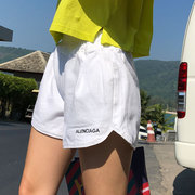 白色短裤女夏2024宽松运动外穿韩版显瘦开叉牛仔松紧腰热裤潮