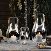 蜡烛台摆件欧式蜡烛杯，家用玻璃小灯笼，浪漫烛光晚餐庭院防风装饰品