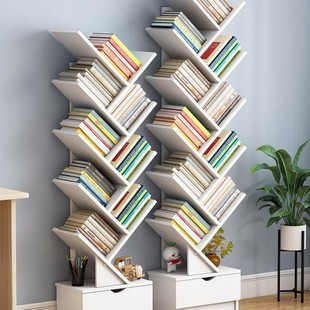 北欧隐形书架简易落地小型客厅，夹缝阅读白色，多层网红矮书架置物架