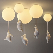 北欧简约创意设计师气球卡通，小熊吊灯儿童，房书房卧室过道温馨泡泡