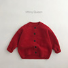 儿童红色针织毛衣男童，女童韩版春秋毛衫婴儿，小童宝宝洋气森系开衫