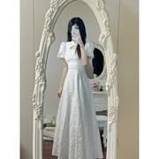 SOLENELARA白色新中式连衣裙女夏季2024高端气质显瘦收腰泡泡