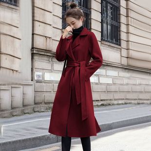 早春高级感大衣外套女时尚，气质红色毛呢外套，宽松外套厚呢子大衣潮