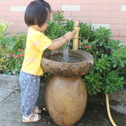 厂儿童鹅卵石洗手盆户外幼儿园石头洗手池创意石水池槽艺术圆洗手