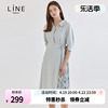 line女装夏季韩版收腰不规则设计感五分袖连衣裙nwopld0600