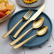 美式出口高档不锈钢叉西餐具，套装家用西餐叉，金色牛排叉勺全套