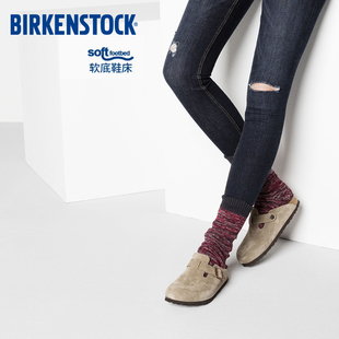 birkenstock勃肯包头软木拖鞋，德国进口绒面，软底拖鞋boston
