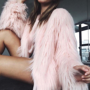 Faux Fur Fashion Top大码女装仿皮草时尚气质短款纯色保暖外套