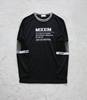 外贸日本品牌女黑色纱拼接图案运动修身透气速干弹力圆领长袖T恤