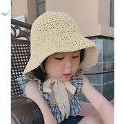 儿童遮阳帽草帽子韩国夏季沙滩，防晒婴幼儿洋气女童宝宝出游