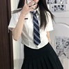 学院风jk制服衬衫女白色收腰显瘦衬衣短袖设计感别致上衣夏季