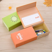 纸质变形大容量笔盒可笔筒卡通水果学生文具盒折叠两用图案收