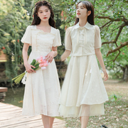 汉服元素改良版温柔新中式日常旗袍裙子夏季少女姐妹闺蜜装连衣裙
