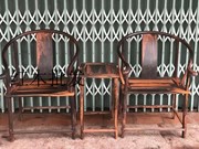 老挝交趾黄檀太师椅大红酸枝家具独板皇宫椅，实木红木圈椅三件套椅